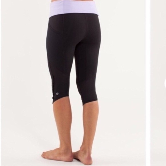 Lululemon Nothing To Hide Crop Black And Lilac 6 - Picture 1 of 8